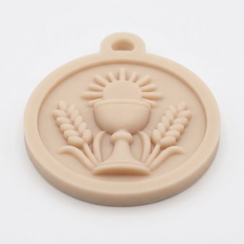 Medalha com o cálice e o trigo, bege, 5 cm: desenho do modelo