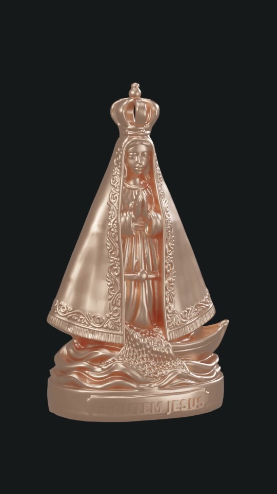 Nossa Senhora Aparecida em cobre, prévia em 3D