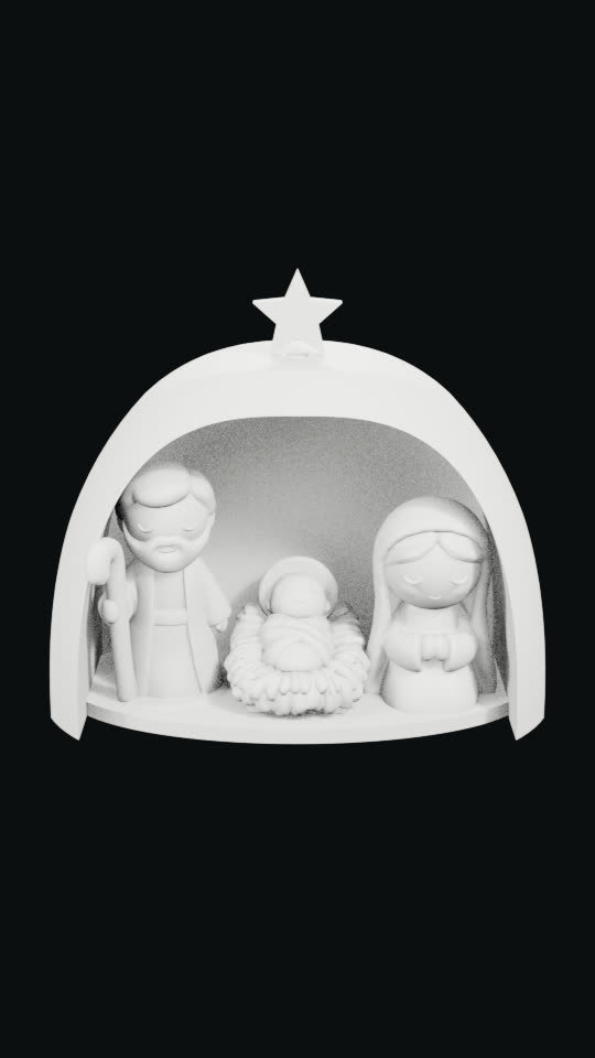 Mini presépio com gruta e estrela, peça impressa em 3D
